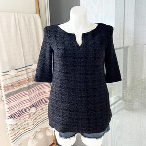 MM. Lafleur Black Tweed Crewneck Short Sleeves Pullover Top Women’s Size Medium